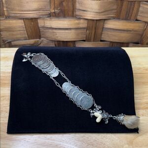 Silver Coin Bracelet with Charm